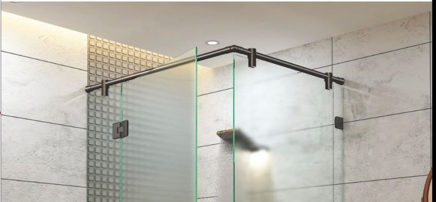 Frameless glass shower enclosure